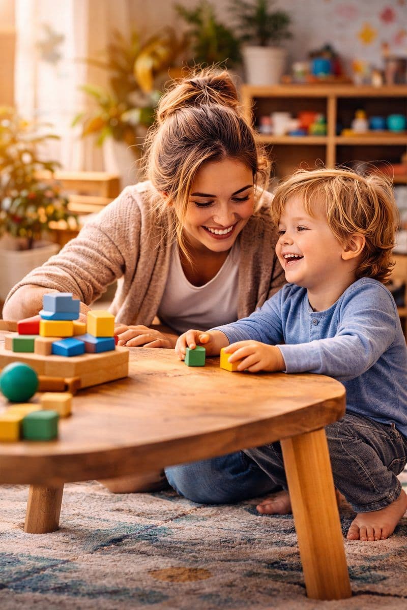 Pedagogisch medewerker met kinderen in de kinderopvang